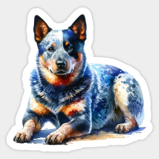 Australian Cattle Watercolor Painting - Beautiful Dog Sticker